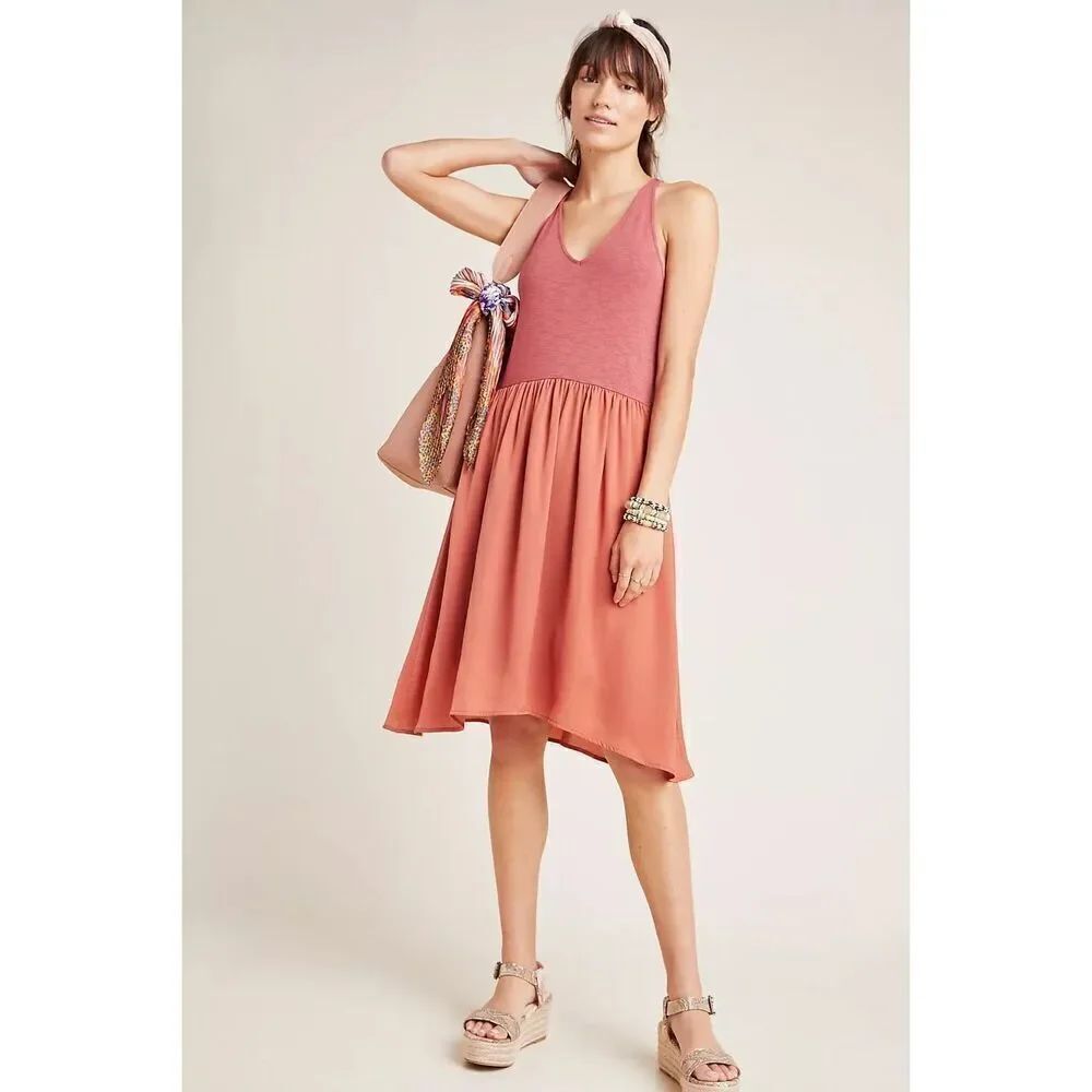 Anthropologie Dolan Left Coast Rust Fabiana Knit Tank Dress Sz XS A Line NWT